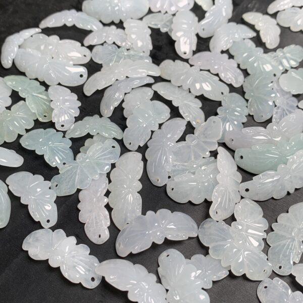 Curved butterfly shape genuine natural icy jadeite bead, jade bracelet bead - Image 3