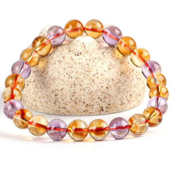 7A genuine natural ametrine bracelet, 7 - 10mm round shape beaded bracelet - Image 3