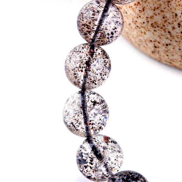 best genuine natural black spots super seven quartz bracelet, 7 - 13mm round shape beaded bracelet - Image 3