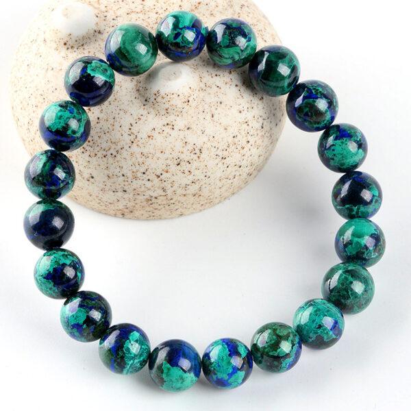 7A genuine natural chrysocolla bracelet, 7 - 12mm round shape beaded bracelet - Image 3