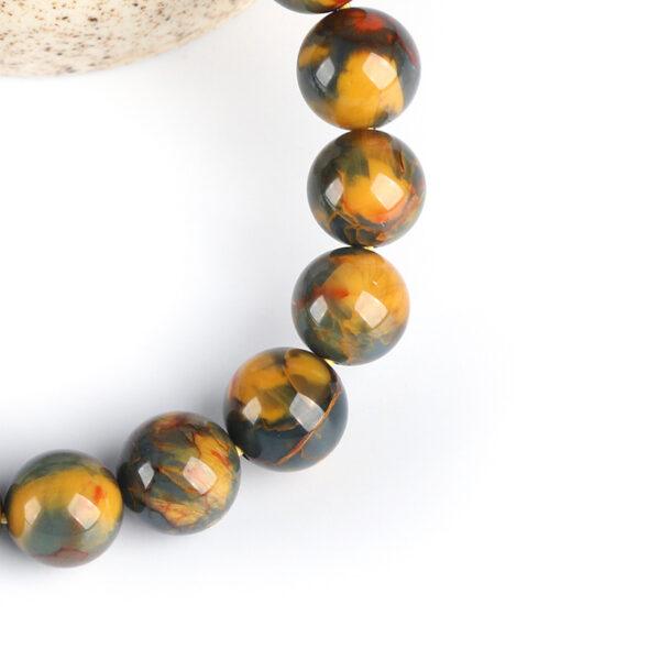 best genuine natural oil painting style pietersite bracelet, 7 - 14mm round shape beaded bracelet - Image 3