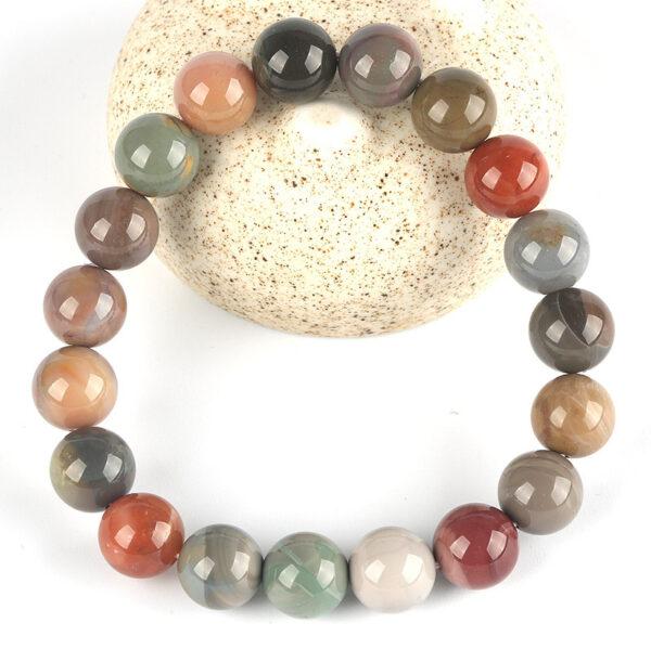 6A genuine natural colorful stripe agate bracelet, 6 - 14mm round shape beaded bracelet - Image 3