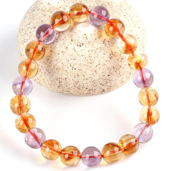 6A genuine natural ametrine bracelet, 7 - 10mm round shape beaded bracelet - Image 3
