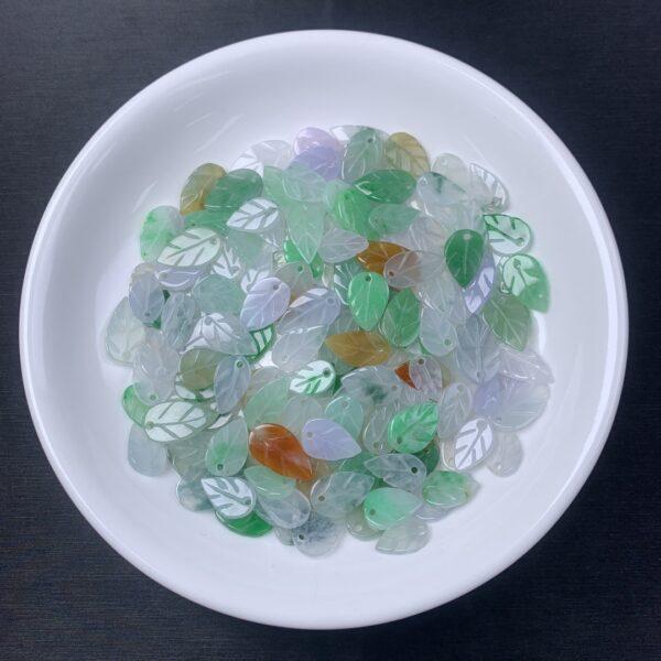 leaf shape genuine natural jadeite bead, colorful jade bead - Image 3