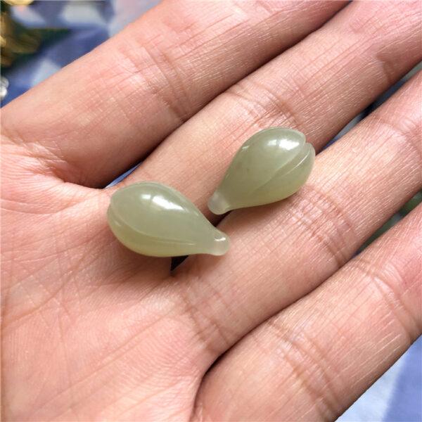 magnolia flower shape natural nephrite jade charm bead - Image 3