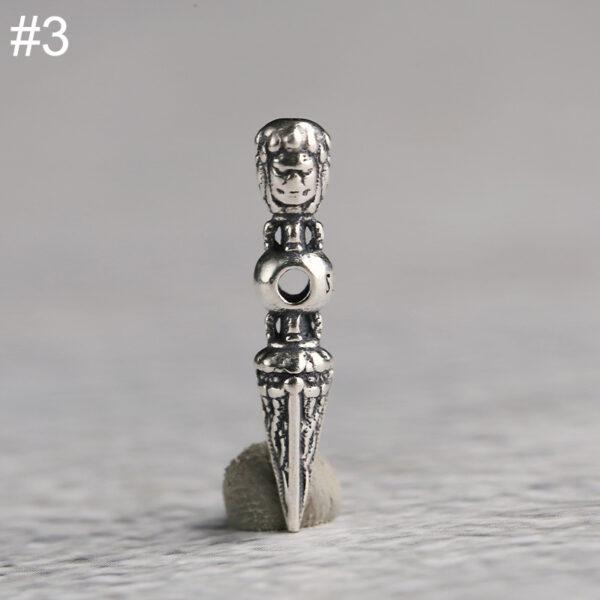 s925 sterling silver Vajra shape charm bead, oxidized silver vajra charm - Image 8