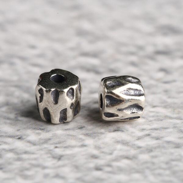 trunk shape s925 sterling silver bead, oxidized silver flower bead - Image 3