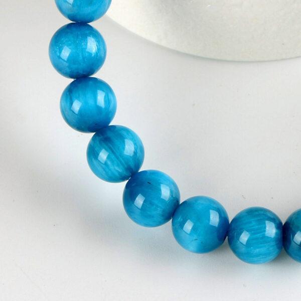 7A genuine natural apatite bracelet, 7 - 10mm round shape beaded bracelet - Image 3