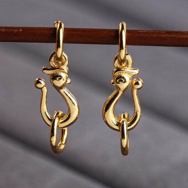 double rings phoenix shape gild s925 sterling silver clasp, flower pattern golden clasp bead - Image 3