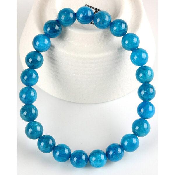 6A genuine natural apatite bracelet, 7 - 10mm round shape beaded bracelet - Image 3