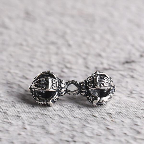 s925 sterling silver vajra shape charm bead, oxidized silver vajra charm - Image 3