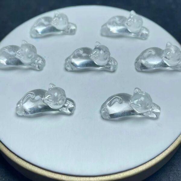 cute cat shape genuine natural clear quartz bead, white cat bead - Image 3