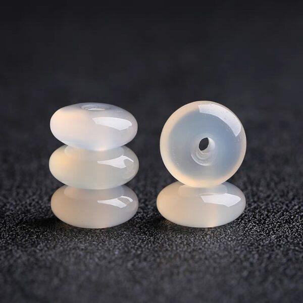 Donut shape genuine natural agate bead, white agate ring bead - Image 4