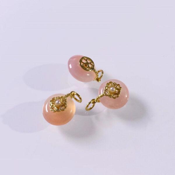 donut shape genuine natural agate charm, flower pattern red and pink agate charm bead - Image 4