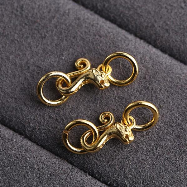 animal and flower shape gild s925 sterling silver necklace clasp bead, golden bracelet clasp finding - Image 4
