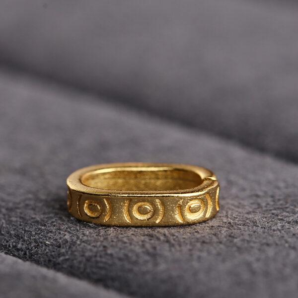 circle pattern oval shape gild s925 sterling silver bead, golden open clip - Image 4