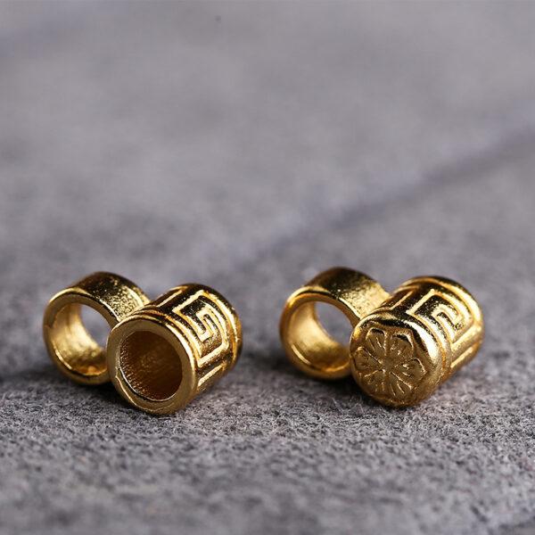 flower pattern round shape gild s925 sterling silver rope tie buckle, golden flower bead - Image 4