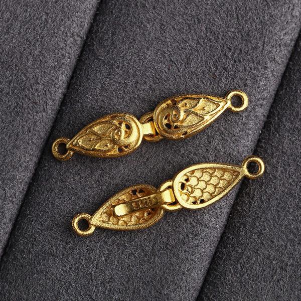 flower shape gild s925 sterling silver necklace clasp bead, golden bracelet clasp finding - Image 4