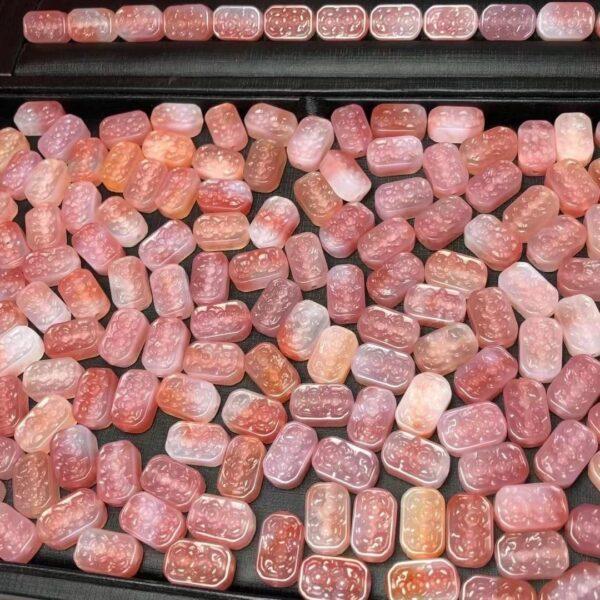 rectangle shape genuine natural agate bead, flower pattern red and pink agate bead - Image 4