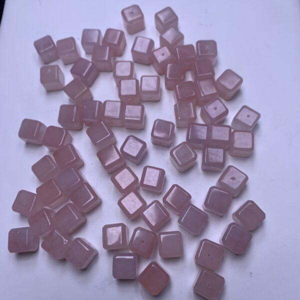 genuine natural rose quartz bead, pink bead, square bead, cube bead - Image 4
