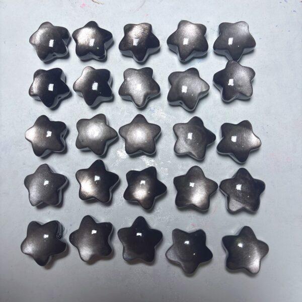 genuine natural silver obsidian bead, black bead, silver bead, fat bead, star bead - Image 4