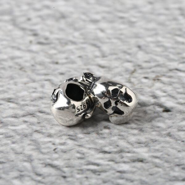 skull bead, skull charm, s925 sterling silver, silver bead, silver charm, oxidized silver bead - Image 4