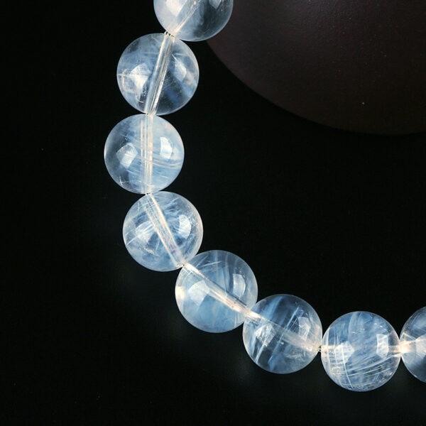 best genuine natural blue needle quartz bracelet, 7 - 10mm round shape beaded bracelet - Image 4