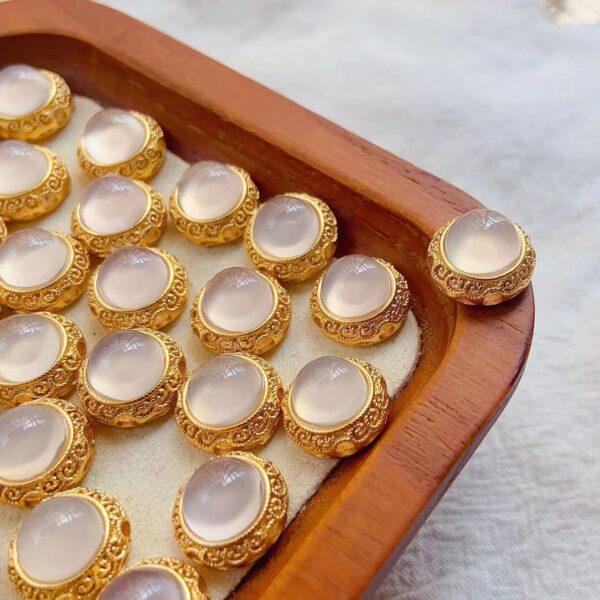 round shape genuine natural agate bead, flower pattern white agate round bead - Image 4