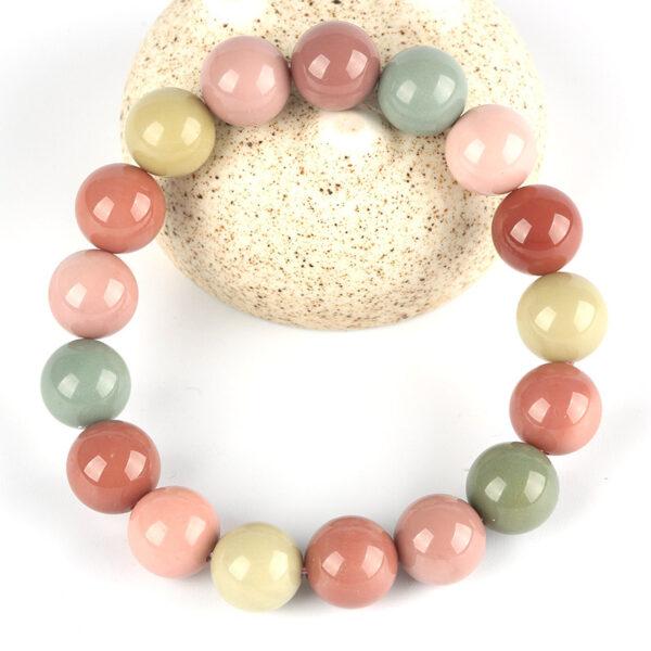 best genuine natural macaroon color agate bracelet, 6 - 14mm round shape colorful beaded bracelet - Image 4