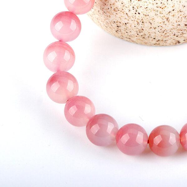 best genuine natural clear pink agate bracelet, 7 - 12mm round shape beaded bracelet - Image 4