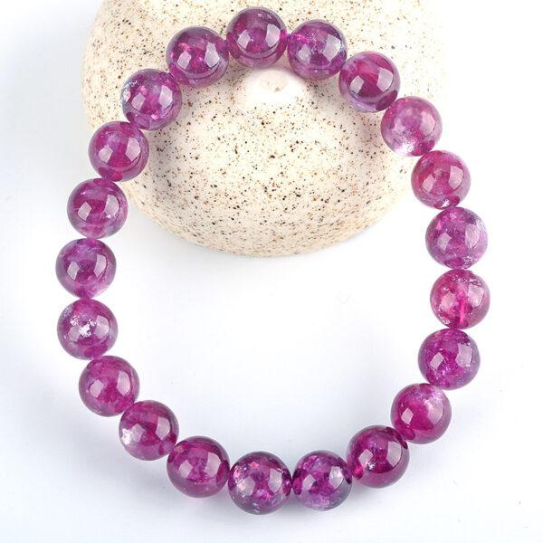 best genuine natural purple lepidolite bracelet, 7 - 14mm round shape beaded bracelet - Image 4