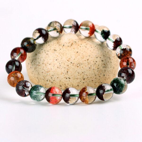 7A genuine natural colorful phantom quartz bracelet, 6 - 13mm round shape beaded bracelet - Image 4