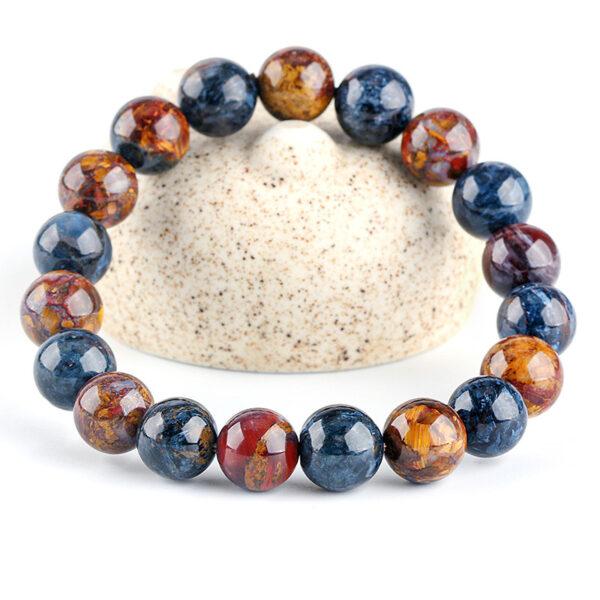 7A genuine natural colorful pietersite bracelet, 7 - 14mm round shape beaded bracelet - Image 4