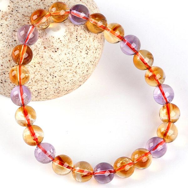7A genuine natural ametrine bracelet, 7 - 10mm round shape beaded bracelet - Image 4