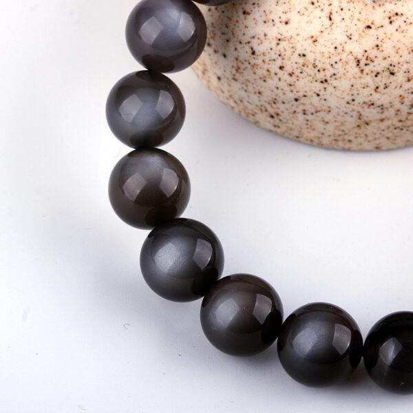 best genuine natural black moonstone bracelet, 6 - 12mm round shape beaded bracelet - Image 4