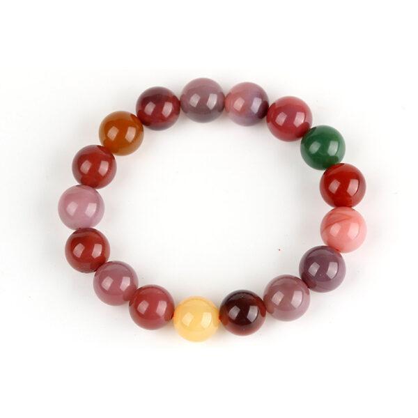 7A genuine natural colorful candy agate bracelet, 8 - 14mm round shape beaded bracelet - Image 4