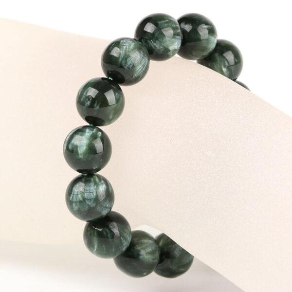 best genuine natural seraphinite bracelet, 8 - 14mm round shape beaded bracelet - Image 4