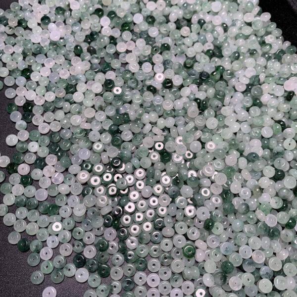 drum shape genuine natural icy mixed green jadeite bead, small jade bead - Image 4
