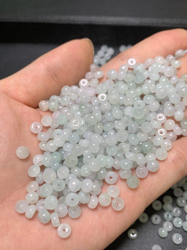 drum shape genuine natural icy white jadeite bead, small jade bead - Image 4
