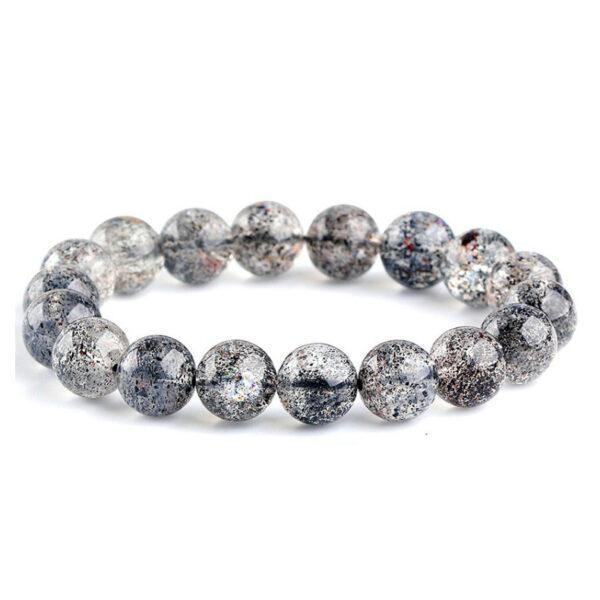 7A genuine natural black spots super seven quartz bracelet, 7 - 13mm round shape beaded bracelet - Image 4