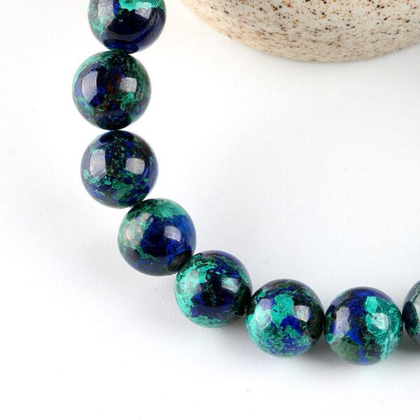 7A genuine natural chrysocolla bracelet, 7 - 12mm round shape beaded bracelet - Image 4