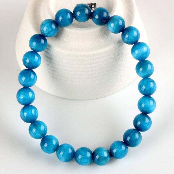 7A genuine natural apatite bracelet, 7 - 10mm round shape beaded bracelet - Image 4