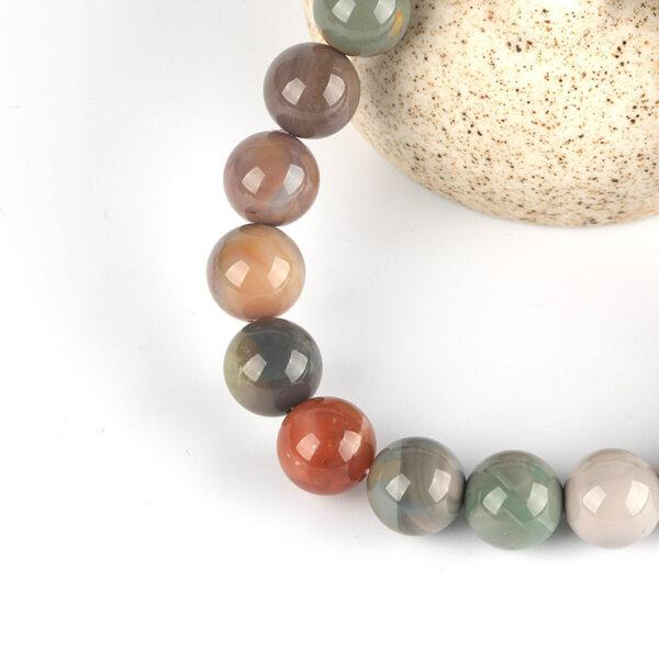 6A genuine natural colorful stripe agate bracelet, 6 - 14mm round shape beaded bracelet - Image 4