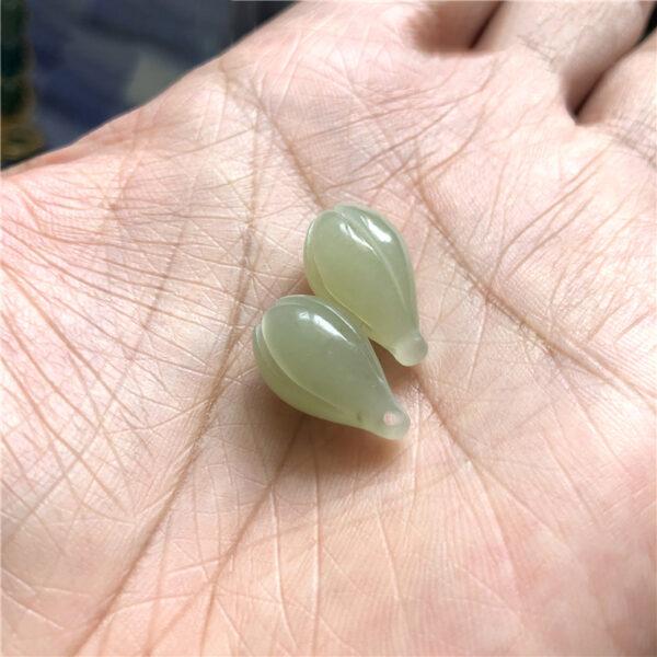 magnolia flower shape natural nephrite jade charm bead - Image 4
