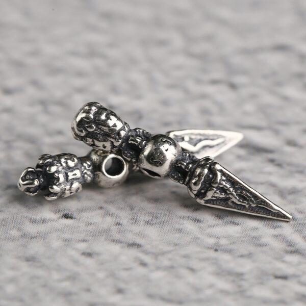 s925 sterling silver Vajra shape charm bead, oxidized silver vajra charm - Image 4