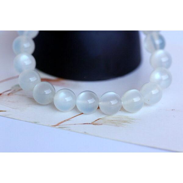 7A white light genuine natural moonstone bracelet, 6 - 12mm round shape beaded bracelet - Image 4