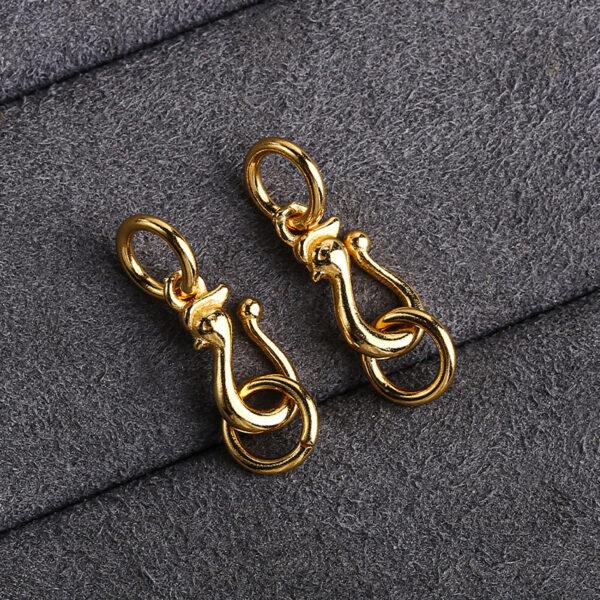 double rings phoenix shape gild s925 sterling silver clasp, flower pattern golden clasp bead - Image 4
