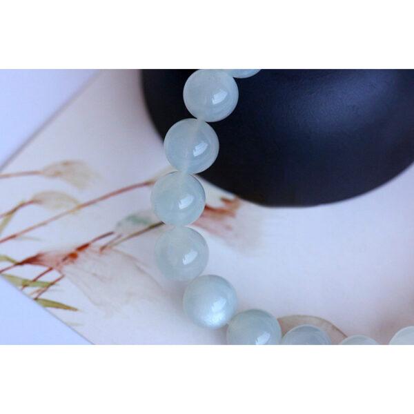 6A white light genuine natural moonstone bracelet, 6 - 12mm round shape beaded bracelet - Image 4