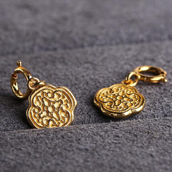 flower shape gild s925 sterling silver charm, ruyi pattern golden bead - Image 4