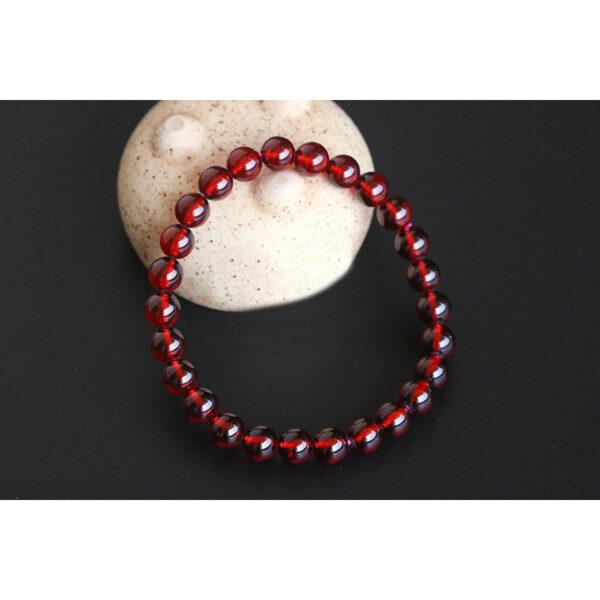 7A wine red genuine natural garnet bracelet, 6 - 10mm round shape beaded bracelet - Image 4